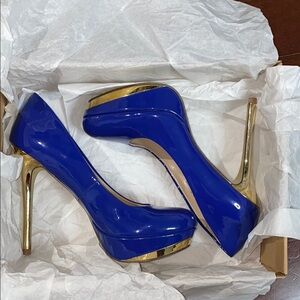Zigi soho Blue and Gold Platform Heels